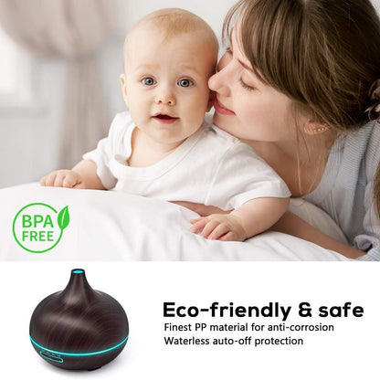 550ml Essential Oil Diffuser with Remote Control, 3 Timer Settings, Black