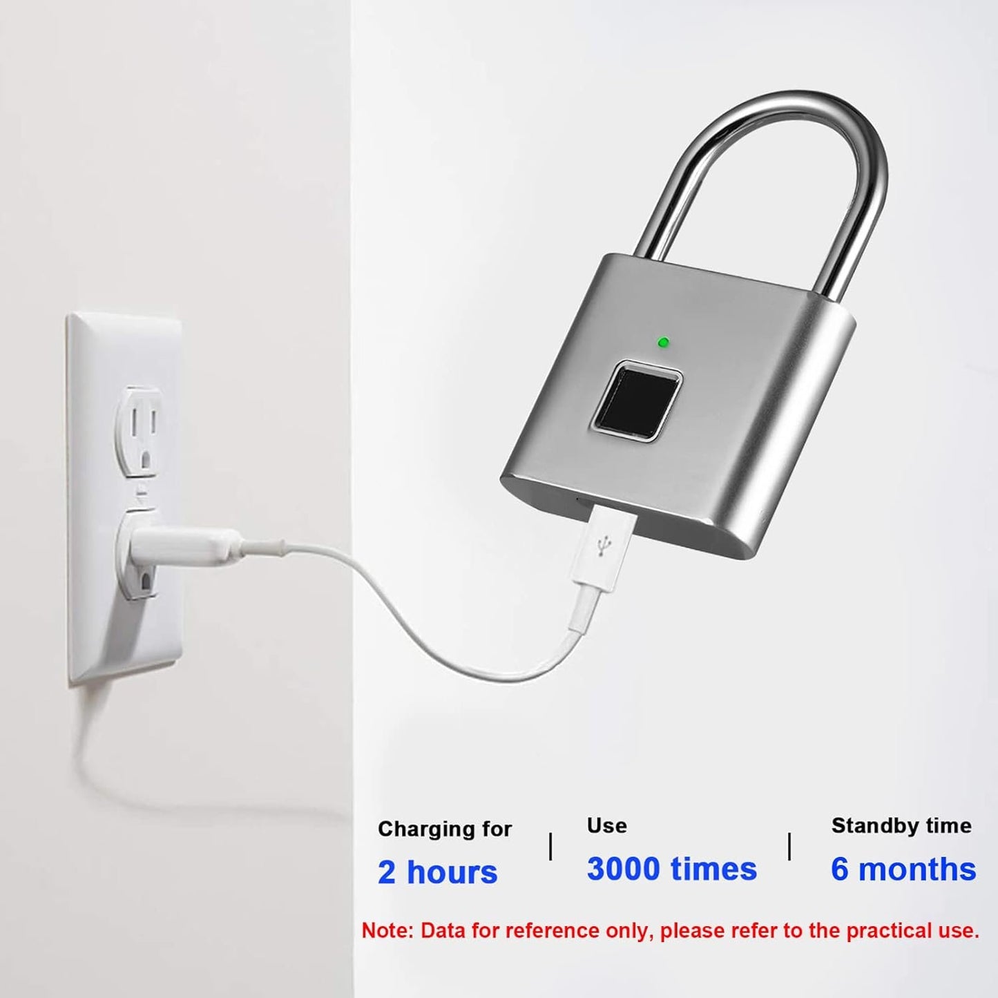 Domary Smart Fingerprint Padlock Rechargeable Keyless 10 Fingerprints Morse Code Emergency Unlocking Easy Operation IP56 Waterproof Anti-Theft Security Padlock Door Luggage Backpack Lock