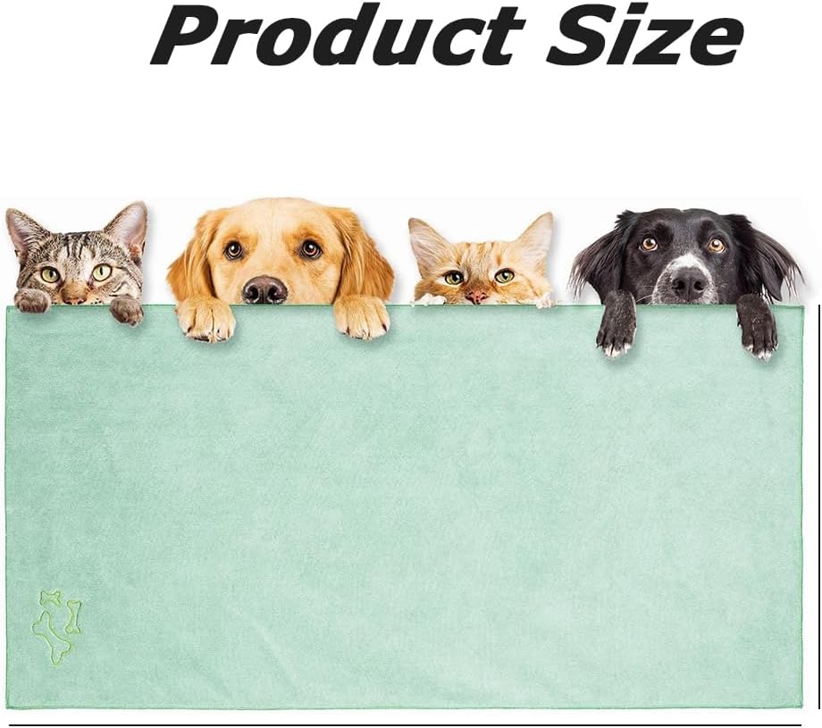 Pack of 3 Large Microfiber Pet Towels, Quick Dry Dog & Ca Washcloths, Super Absorbent Sweat Rags, for Pet Bathing, Grooming, and Drying 50x100 CM