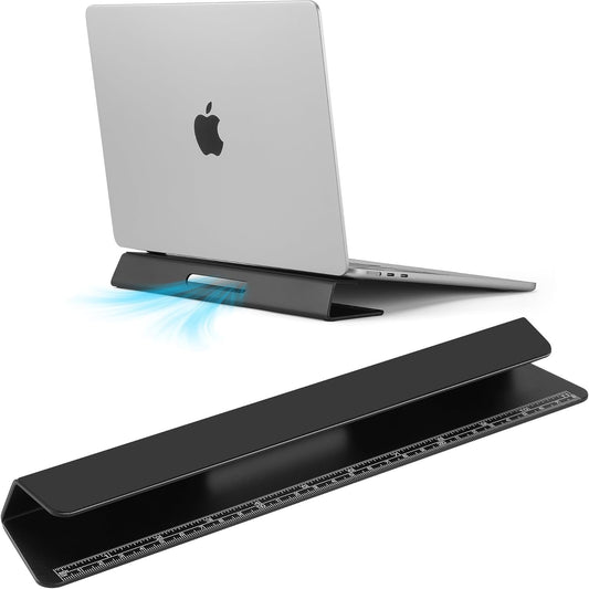 Psitek Laptop Cooling Stand Aluminium- Improved Cooling, Ergonomics, Stability, and Versatility - Compatible with MacBook and All Laptop, with Ruler