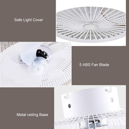Modern Acrylic Ceiling Fans with Lights - UL LISTIED LED Flush Mount Ceiling Light with Remote Control Dimmable Hidden Blade Low Profile Hanging Lamp Adjustable Speed Dark Coffee Finish