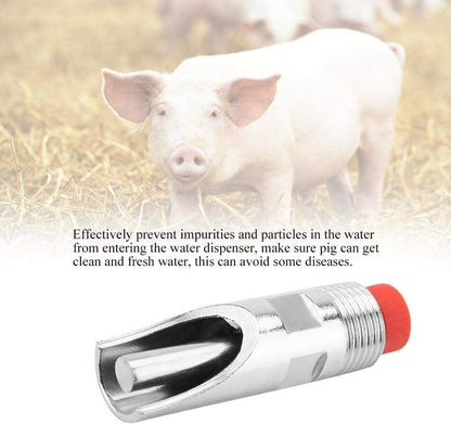 Water Nipple, 5Pcs Stainless Steel Automatic Drinking Feeder Red Duckbilled Poultry Watering System for Piglets Small Farm Animal Supplies