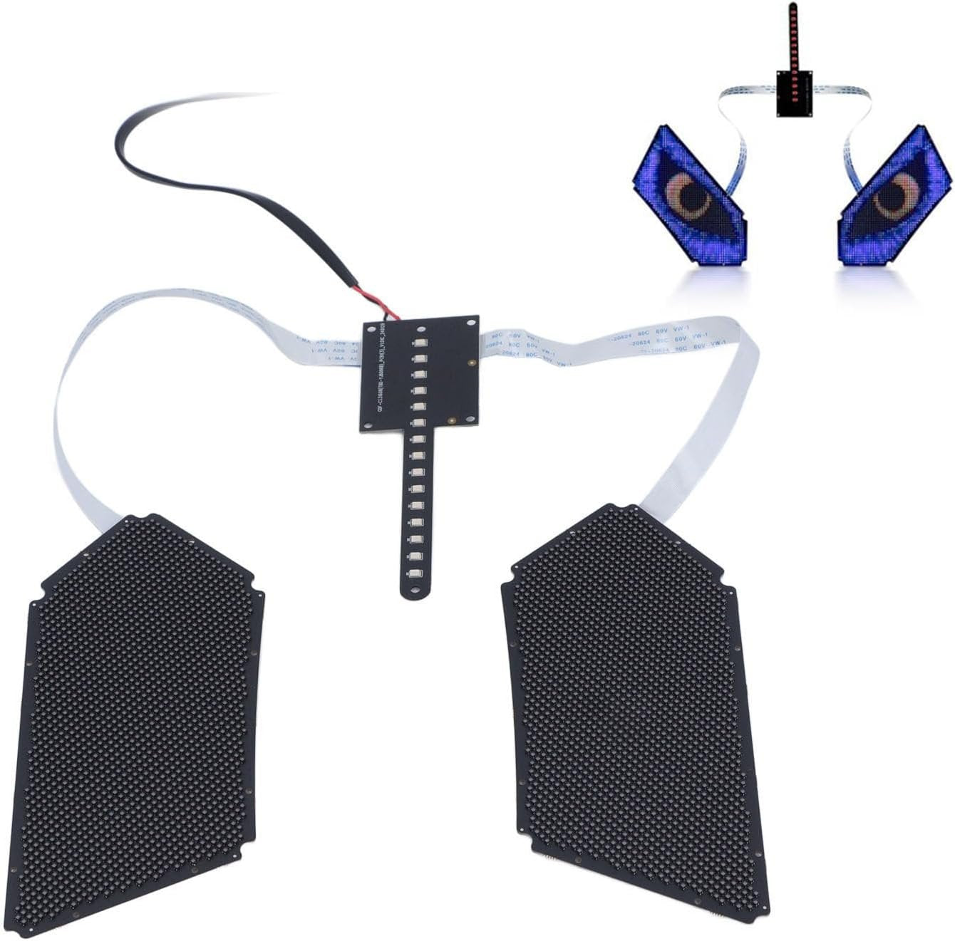 LED Backpack Eye Display Bluetooth Programmable LED Eyes Screen 60x96 Resolution DC12V Power Supply for Backpacks Shirts Vests Cars Motorcycles