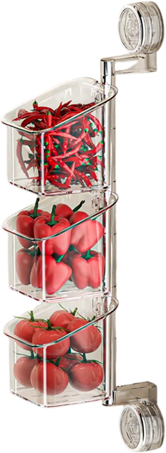 ccuzs Suction Cup Storage Holder Shower Shelf Organizer Rotating Container with Drainage No-Drill Wall Mounted Holder for Bathroom Toiletries Sponge Brush Garlic Onion Storage
