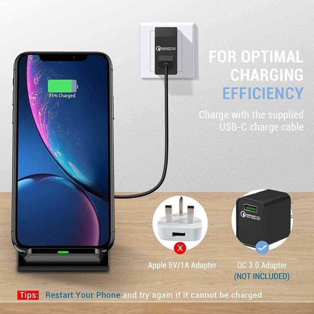 Wireless Charger 20W max Fast Wireless Charging Stand Compatible with iPhone 14 15 16 Pro Max/13 Pro/12/11/XS max/Xs/XR/8, Samsung Galaxy S24/S23/S22/S21/S20/Note 20 and More Phones (NO AC Adapter)