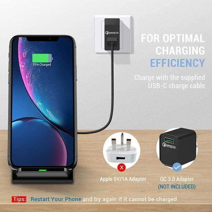 Wireless Charger 20W max Fast Wireless Charging Stand Compatible with iPhone 14 15 16 Pro Max/13 Pro/12/11/XS max/Xs/XR/8, Samsung Galaxy S24/S23/S22/S21/S20/Note 20 and More Phones (NO AC Adapter)