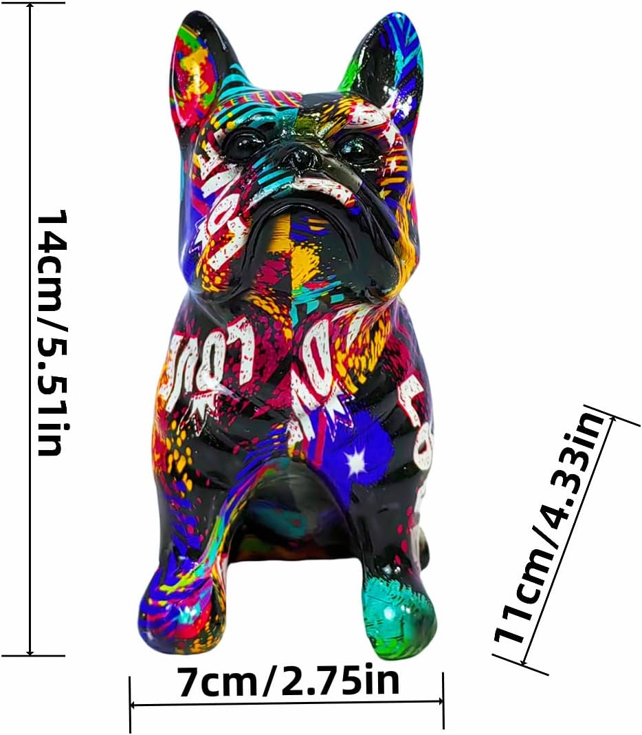 Tyinerc Figura da scrivania con bulldog francese, in resina, decorazione da scrivania, decorazione da tavolo, per soggiorno, camera da letto, mobile TV e desktop