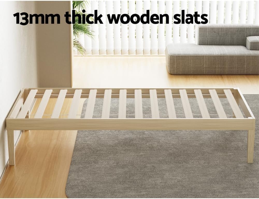 Artiss Single Bed Frame Platform Wooden Timber Frames Beds Base Bedroom Room Decor Home Furniture Oak for Kids, Toddler and Adult, Modern Design with Stable Legs and Storage Space Pine