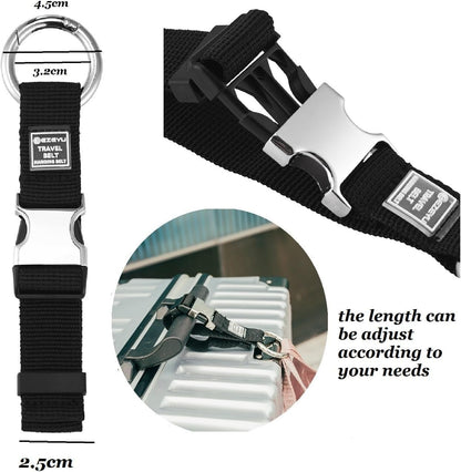 2PCS Heavy Duty Add a Bag Luggage Strap Jacket Gripper,Carry-on Baggage Suitcase Straps Belts Travel Accessories (Black)