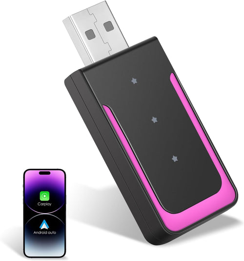 Gaethra Wireless Adapter for Carplay and Android Auto, Plug & Play, USB C/USB A, Compatible with iOS 10+/Android 11+, Suitable for Vehicle that Works with CarPlay/Android Auto, CZHZ02