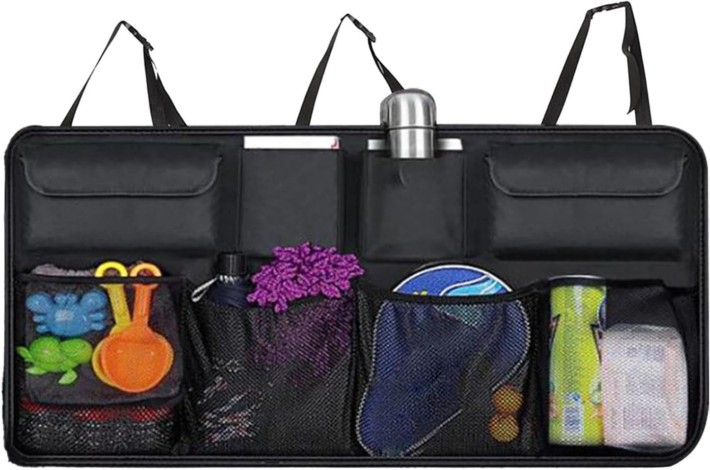 Car Trunk Organizer,Car Grocery Organizer Trunk Carrier - Multi Pocket, Heavy Duty Waterproof Cargo Bag with 9 Storage Compartments for Interior Accessories