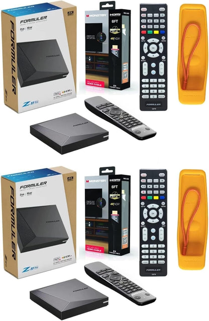 Pack of 2 Formuler Z11 Pro 4K Android 11 2GB Ram 16GB Storage with Premium IR1 Remote | Bonus Monster HDMI Cable| Bonus Formuler Luminous Remote| Bonus Silicone Remote Case| Bonus Phone Stand