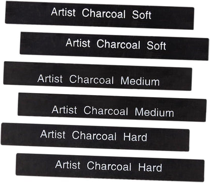 HAPINARY 6pcs Charcoal Pastel Briquettes Willow Vine Charcoal Pencil Artist Pencils Erasers Fire Stick Carbon