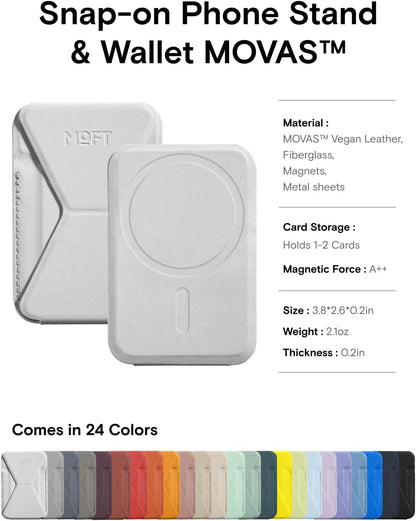 MOFT Magsafe Wallet Stand, Phone Stand for iPhone 16/15/14/13/12 Series, Adjustable Phone Holder with 3 Viewing Angles, MOVAS Magsafe Stand (Misty Cove)