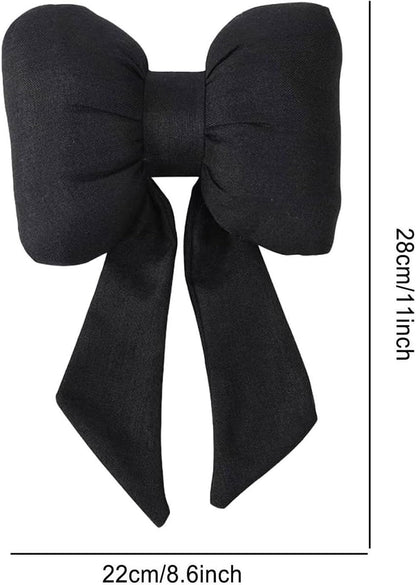 AIMALL Car Headrest Neck Pillow, Stylish Bow Design, Soft Cotton and Linen Fabric, Comfort Support for Head and Neck, Universal Fit, Black, Red or Pink, 11 x 8.6 Inches