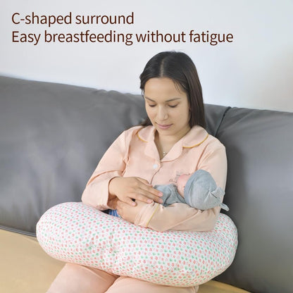 Nursing Pillow for Breastfeeding Ergonomic Nursing Essentials for Bottle and Breastfeeding, with Removable Nursing Pillow Cover, Machine Washable,Maternity Pillowï¼ˆPinkï¼‰ (Little Star Sky)