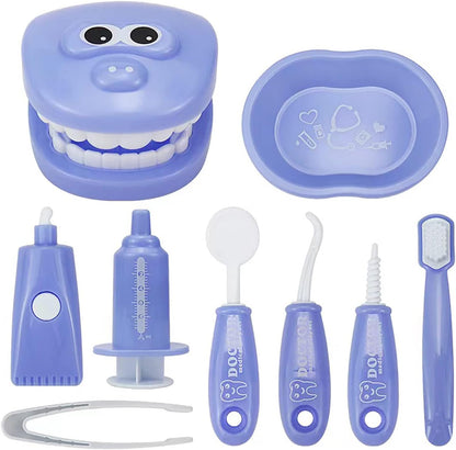 Dental Early Education Brushing Toys, YOUYA DENTAL 9Pcs/Set Children Role Play Toy Crocodile Early Education Cartoon Tooth Brushing Model Preschool Education Toy Dentist Game for Kids Classroom PURPLE