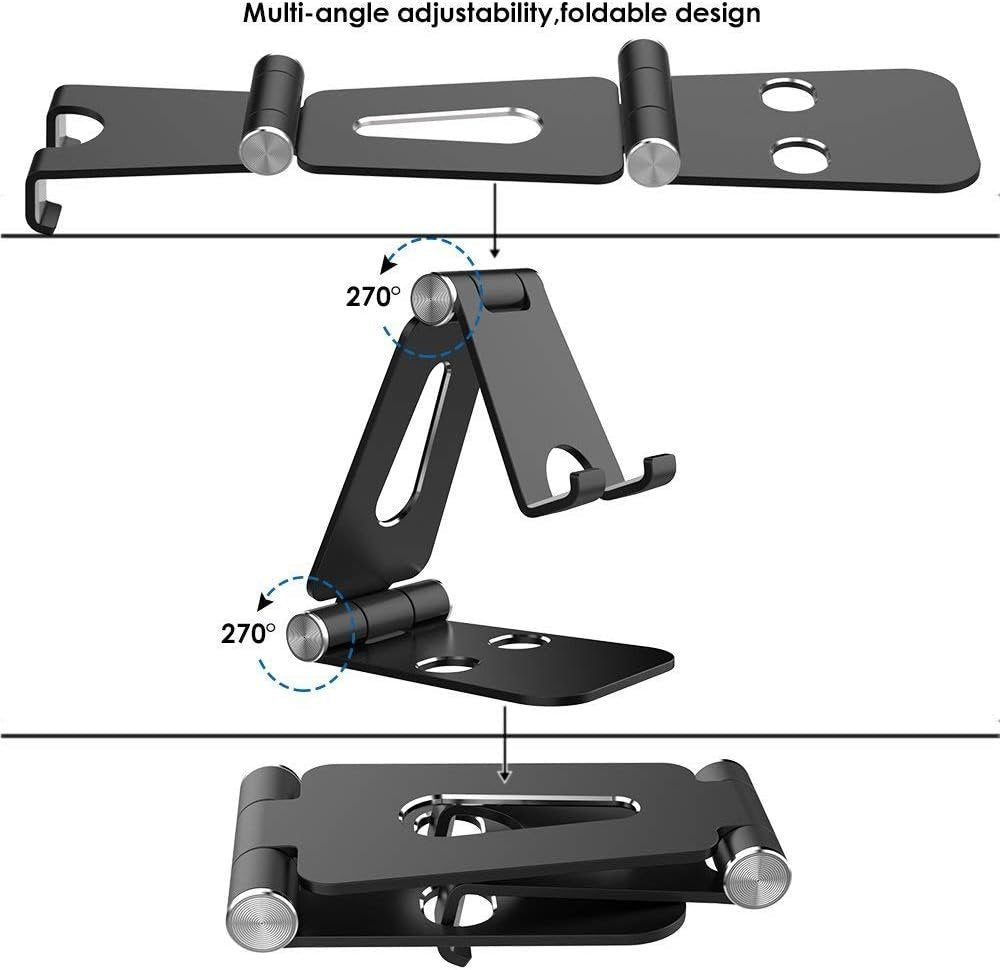 Simpeak Tablet Stand, Dock Holder Compatible for Mobile Phones, Accessories, Office, Other Aluminum Smartphones - Black