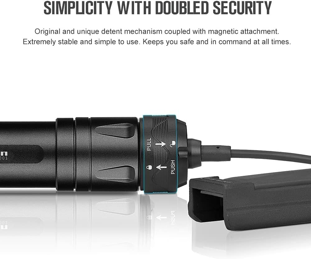 OLIGHT Odin 2000 Lumens Rechargeable Tactical Flashlight, Flashlight with Magnetic Remote Switch, Picatinny Rail Mounted Light 300 Meters Long Distance (Black)