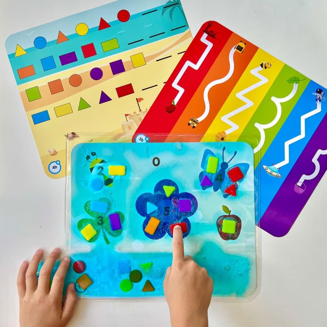 Learning Resources Multicolour Sensory Toy - Shapes & Colours - Improves Hand-Eye Coordination & Fine Motor Skills - Includes 1 Pad, 24 Shapes, 8 Activity Cards & Guide - Ages 3+