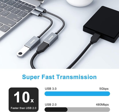 BENFEI USB C to USB 3.0 Adapter, 2 Pack USB C to A Male to Female Adapter Compatible with iPhone 15 Pro/Max, MacBook Pro/Air 2023, iMac, S23, XPS 17