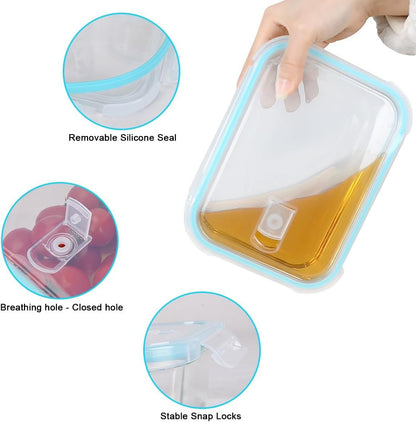 Anshine 18pack Glass Food Storage Containersï¼ŒAirtight Glass Meal Prep Containers With Lids, BPA Free & Leak Proof Lunch Box Safe for Microwave, Freezer, Dishwasher Kitchen Storage