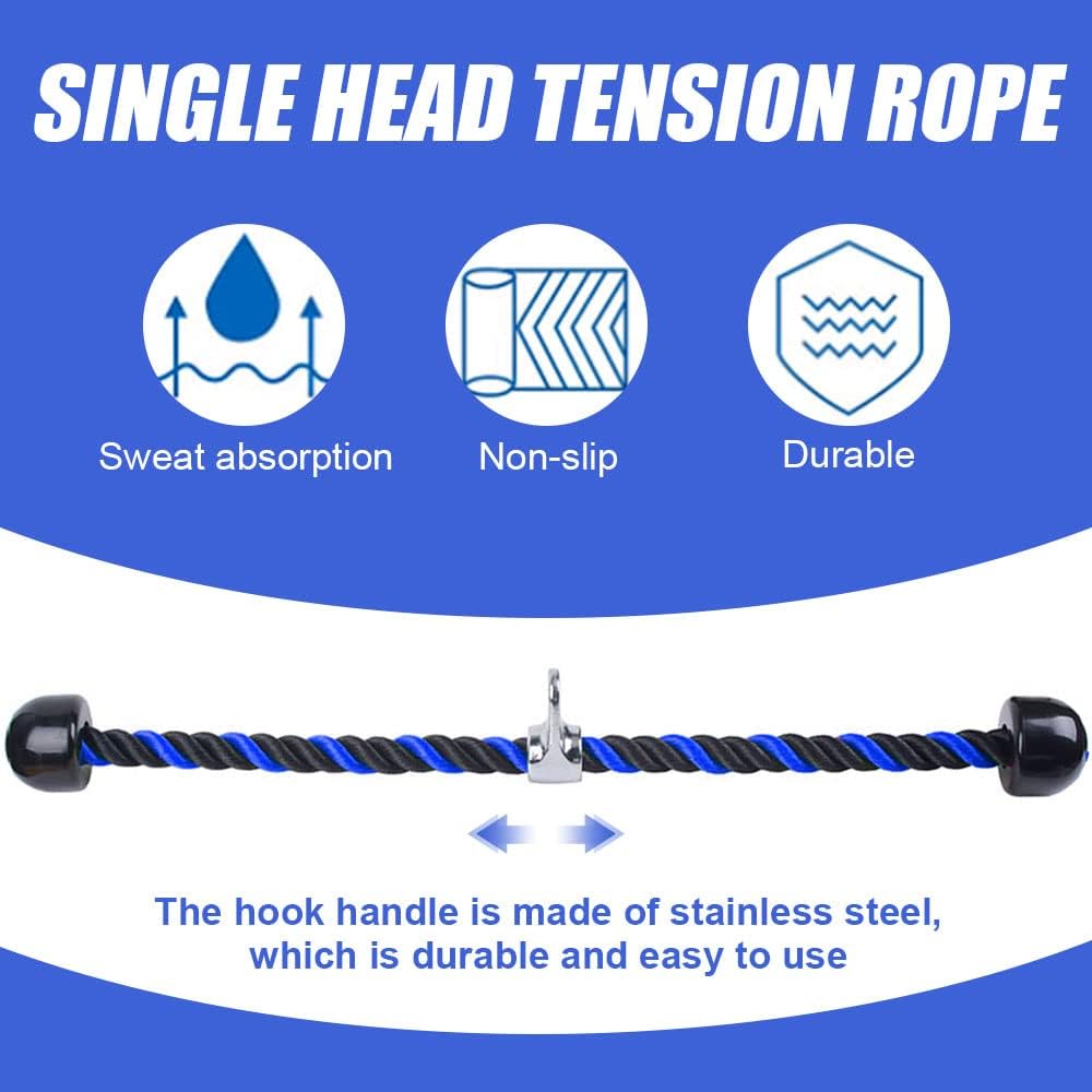 Triceps Rope 70cm/90cm Machine Attachment Cable Nylon Braided Heavy Duty Tricep Rope Cable Attachment for Fitness with Non-Slip HandlesTraining Multi Gym Fitness Workout,Biceps,Triceps,Gym or Home