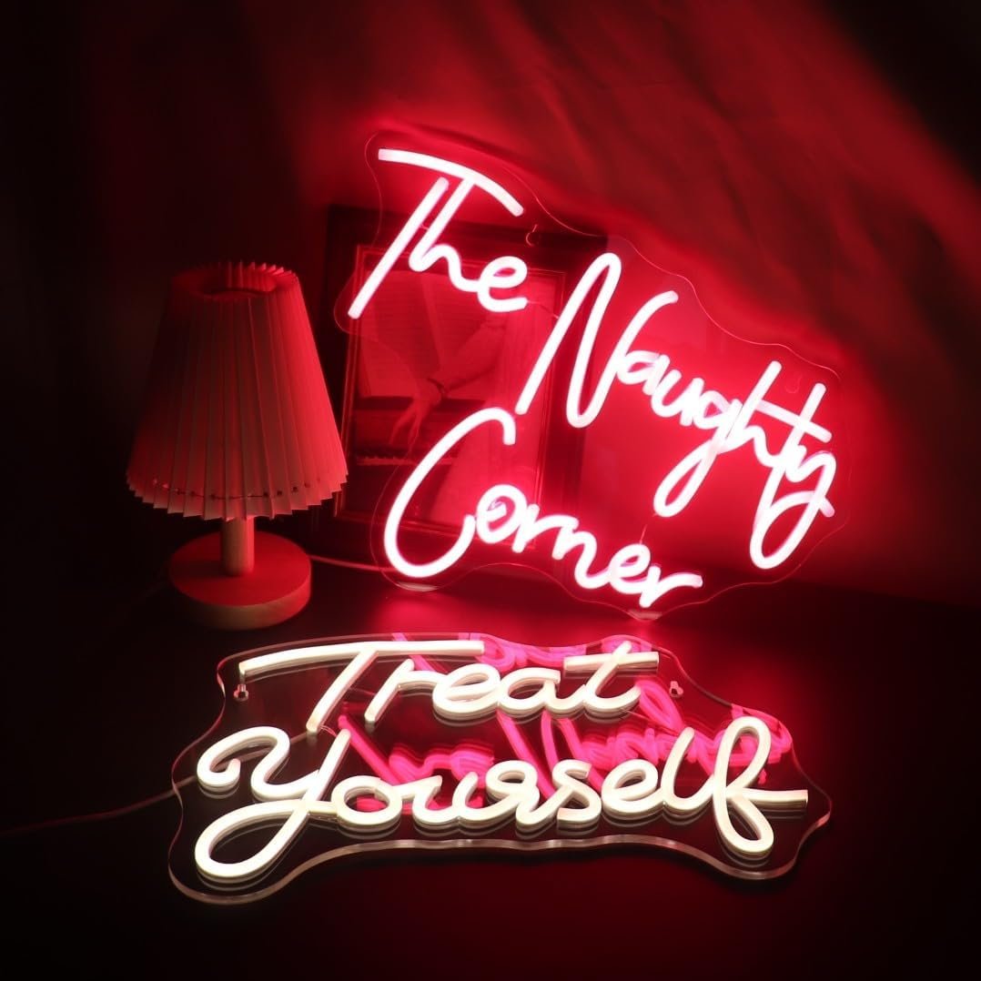 Led "The Naughty Corner" Neon Sign Letters USB Powered Neon Lights for Room Home Bar Art Wall Decoration Party Window Living Room Decor Christmas Gift (Red)