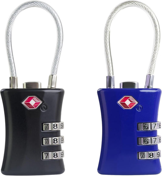 UP Security Suitcase Locks TSA Approved, Small Padlock Combination, TSA Locks for Luggage, Combo Travel Padlock with Code for Backpack, Gym Locker, Ammo Can (Black+Blue)