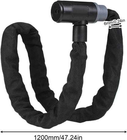 Bike Chain Lock, Mountain Bicycle Guard, 0.24x47.24 Inches High Security Anti-Theft Tool, Electric Vehicle and Scooter Locking Accessory, Safety Equipment for Commuting Storage
