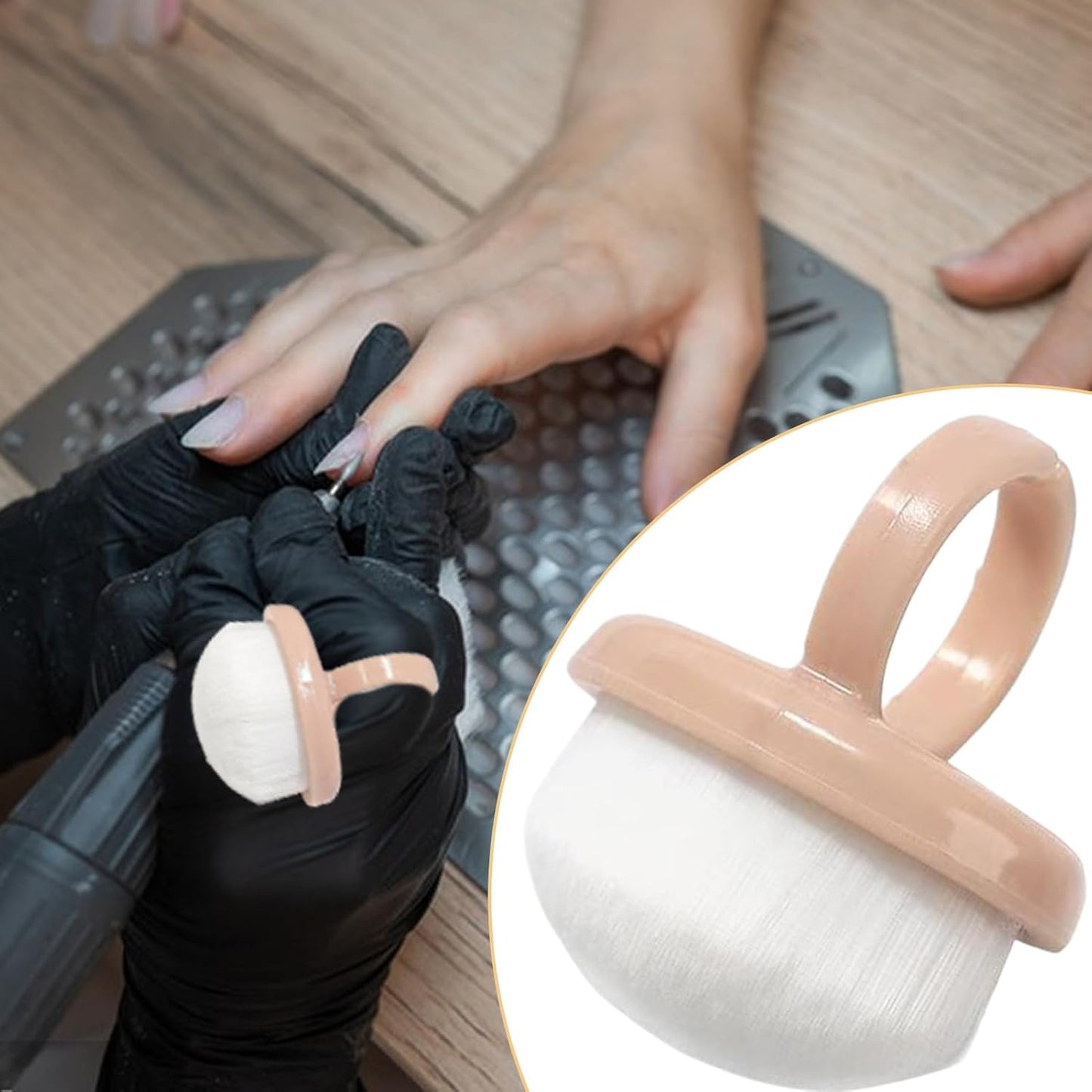 Ring Dust Brush, Finger Cleaning Brush, Soft Bristle Manicure Duster Tools, Convenient for Home Salon Indoor Travel Grooming, Easy Cleanup, Nail and Toenail Care, 1.3x1x3x1.6 in