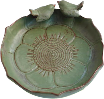 Vasca per uccelli in ceramica da 25,4 cm, ciotola multifunzionale per uccelli da giardino, con contenitore per irrigazione pappagalli, decorazione per terrazza, balcone e prato