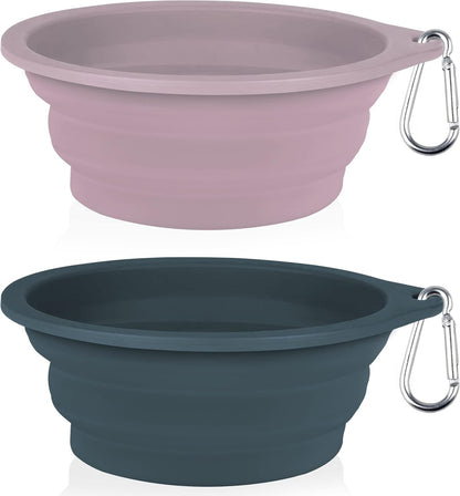 COOYOO Collapsible Dog Bowls 700ML,2 Pack Portable Collapsible Dog Water Bowls for Cats Dogs,Pet Foldable Feeding Watering Dish for Traveling Camping Walking with 2 Carabiners