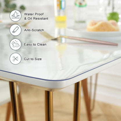 LovePads 1.5mm Thick 42 x 66 Inches Clear Table Cover Protector, Table Protector for Dining Room Table, Clear Plastic Tablecloth Protector, Table Pad for Kitchen Wood Grain
