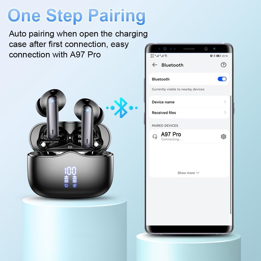 Wireless Earbuds, Bluetooth Ear Buds 5.3 Mini HiFi Stereo with 4 ENC Noise Cancelling Mics Wireless Headphones, in Ear Earphones 40H IP7 Waterproof, USB C, Bluetooth Earbuds for Sports, Gym, Workout