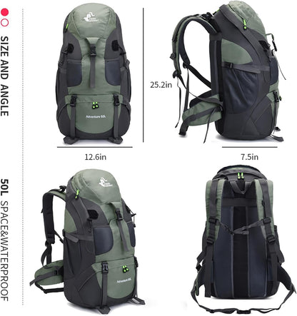 Bseash 50L Lightweight Water Resistant Hiking Backpack, Outdoor Sport Daypack Travel Bag for Climbing Camping Touring