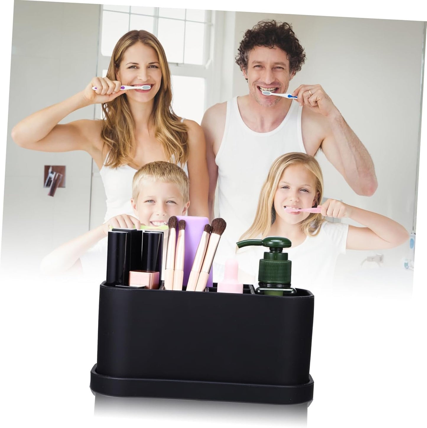 ABOOFAN Toothbrush Holder Case with Drainage Holes Premium Bathroom Organizer for Toiletries No Drill Suction Cup Base Easy Clean Removable Tray Flexible and Design