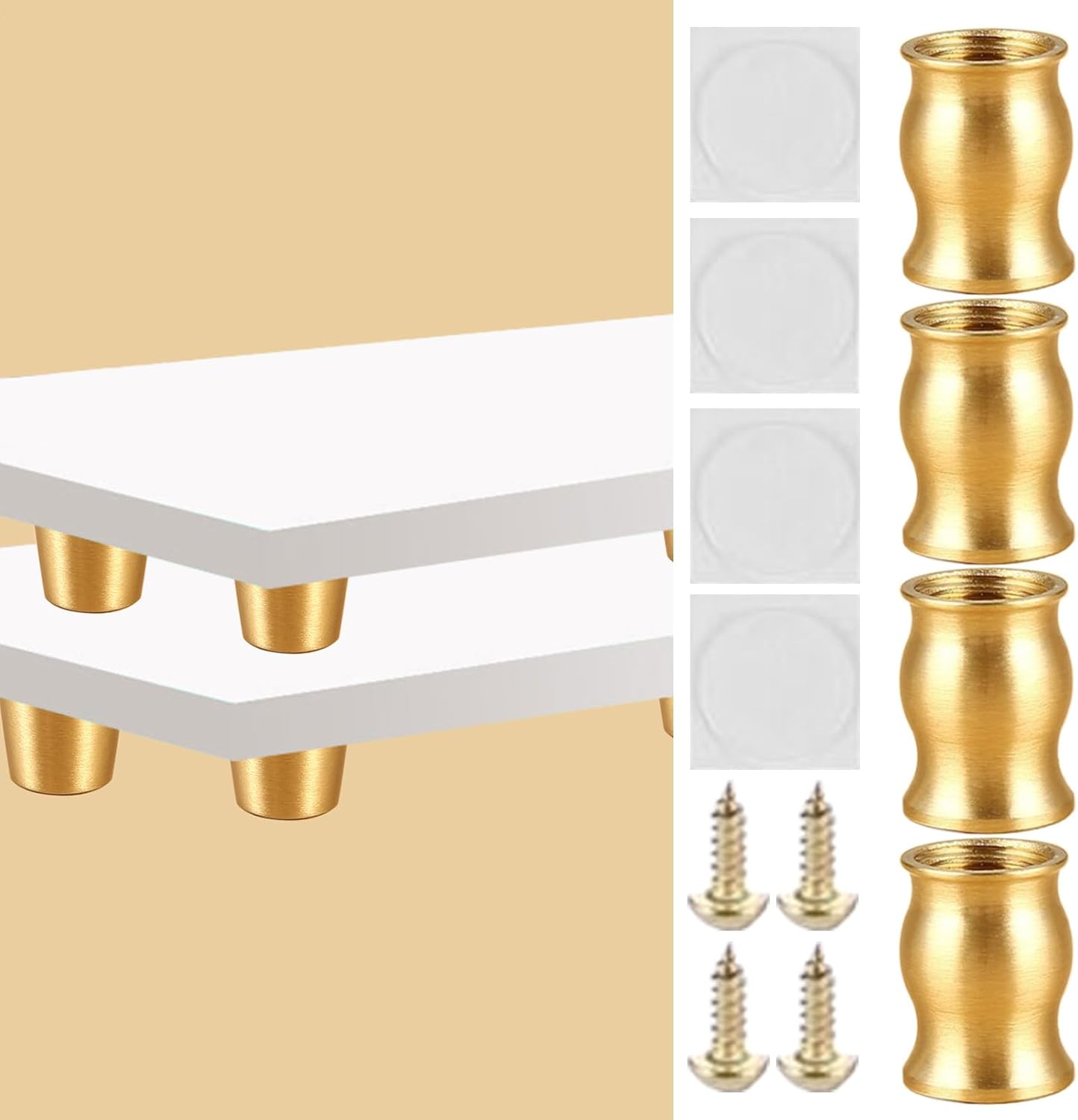 Gambe per Comodino - Gambe In Legno Per Mobili - Supporto Antiscivolo Moderno Con Protezione Per Pavimenti In Legno – Per Tavoli, Letti, Scrivanie E Armadi
