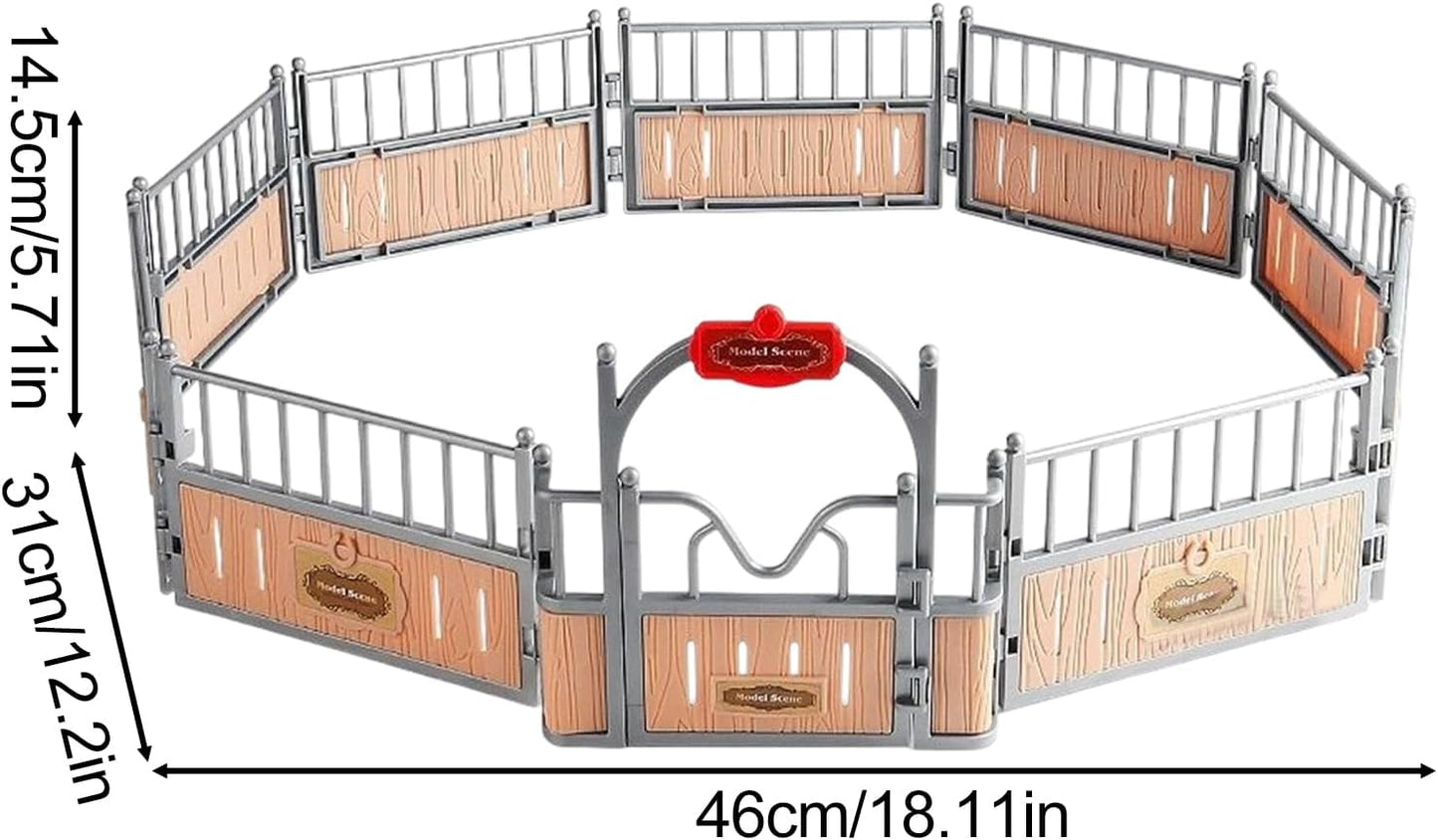Horse Figurine, Animal Fence, Stabile Model Set, 12,2 x 18,11 x 5,71 pollici Realistic Play Collection, Durable Farm Toys, 12 pezzi regalo per compleanno e bambini