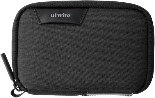 UT Wire Folio Mini Tech Gear Pouch with Label Identification for Travel, Gym, Work Organizer for Cables Chargers, Electronic Accessories, Black