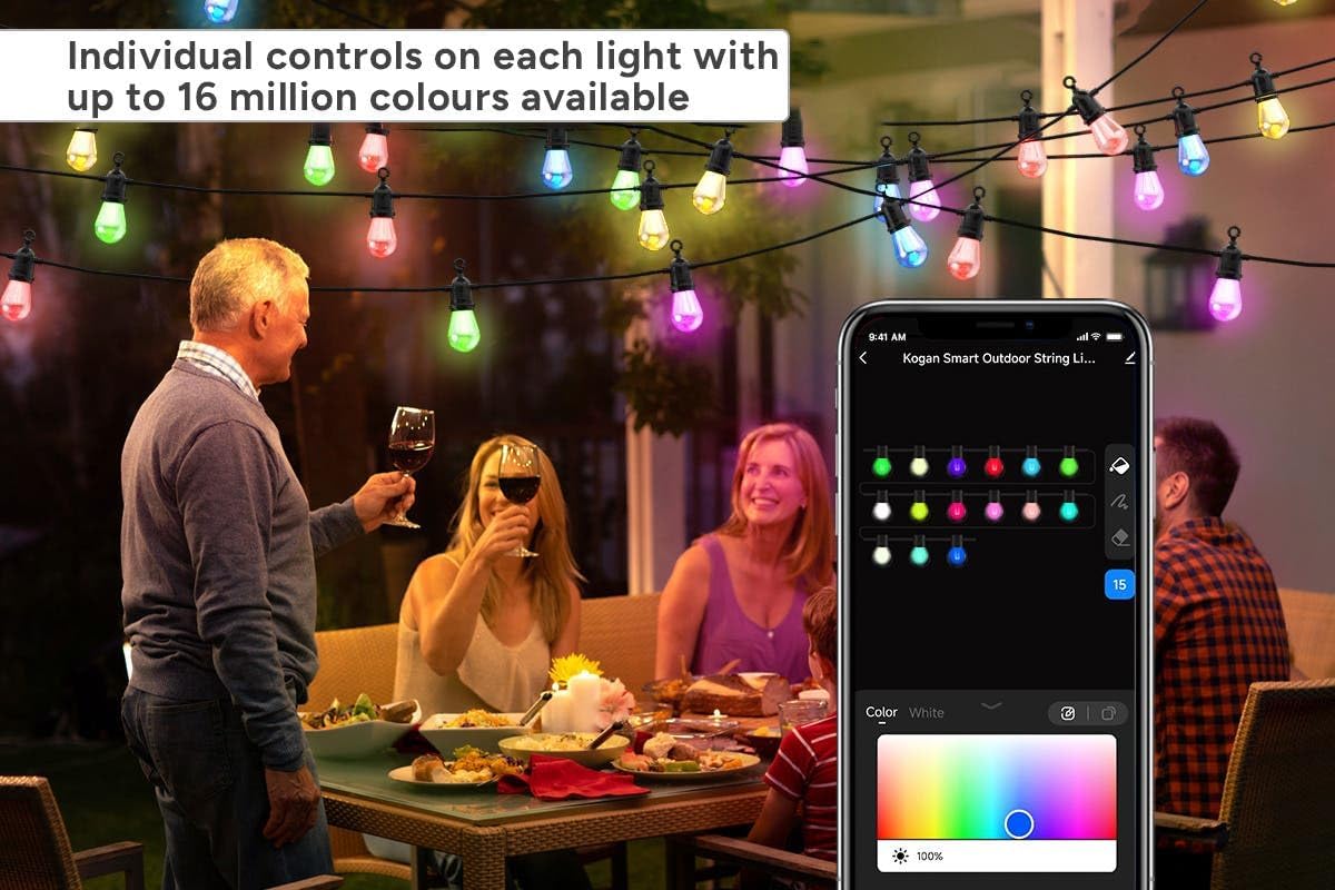 Kogan SmarterHome™ RGBICW Festoon Lights (15m) - KASMFSTN15A