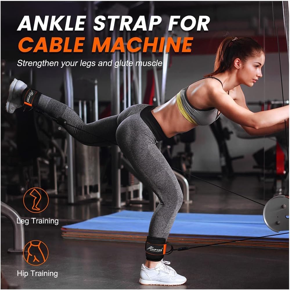 HPYGN Ankle Strap for Cable Machine Attachment, Gym Ankle Cuff for Leg Extensions, Lower Body Exercises, Booty Hip Abductors Exercise for Men Women, A Pair Adjustable Leg Straps with Neoprene Padding