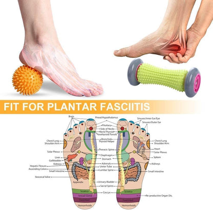 CHANEDE Foot Roller Massage Ball for Relief Plantar Fasciitis and Reflexology Massager for Deep Tissue Acupressure Recovery for PLA Relax Foot Back Leg Hand Tight Muscle, 1 Roller and 2 Spiky Balls