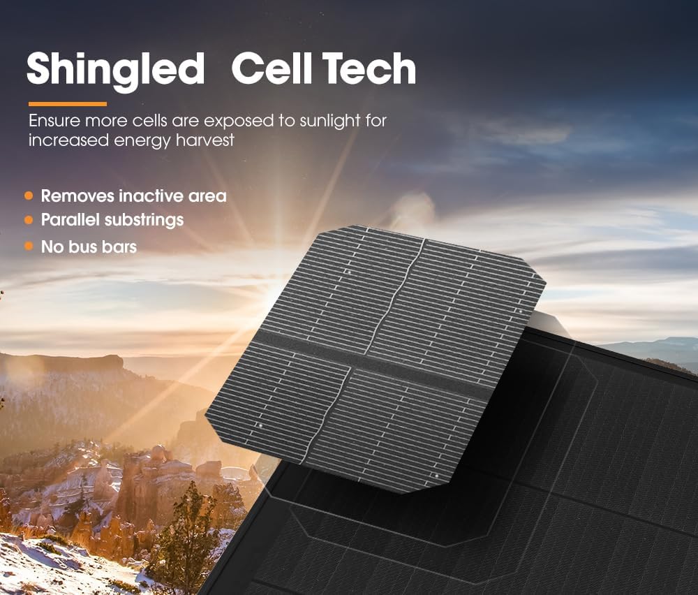 SAN HIMA 200W Monocrystalline Shingled Solar Panel - High-Efficiency Durable IP68 Fixed Solar Power Charger Compatible with Various Batteries, for 12V Off-Grid Boat RV Caravan Trailers Camping 4WDs