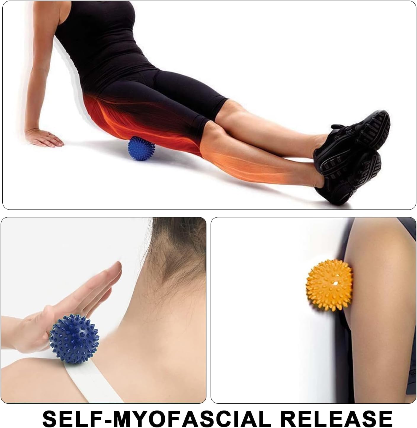 GIOD 4-Piece Foot Massage Set - 2 Rollers (20cm) & 2 Massage Balls (7.5cm) for Plantar Fasciitis Relief, Physiotherapy Ball Massager