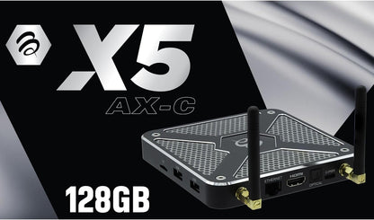 BuzzTV X5 AX-C 4K TV Box, 4GB DDR4 RAM, 128GB Expandable Storage, Dual-Band, V6 with Premium BT-400 Smart Remote Control