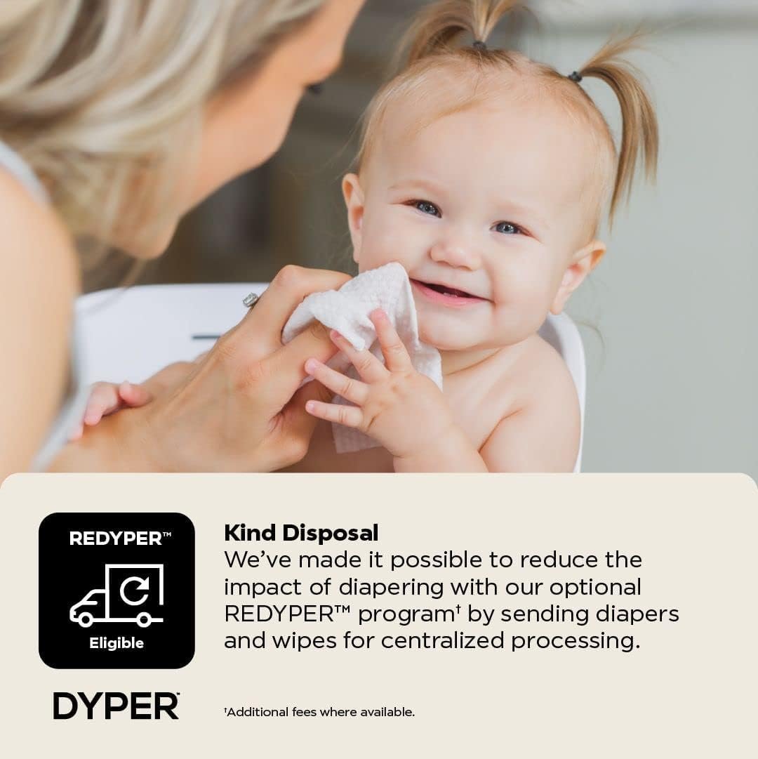 DYPER - 99% Water Based Baby Wipes 100% Made from Plant-Based* & Honest for Sensitive Skin, Fragrance & Plastic-Free - Unscented, Pack of 12 (720 Count)
