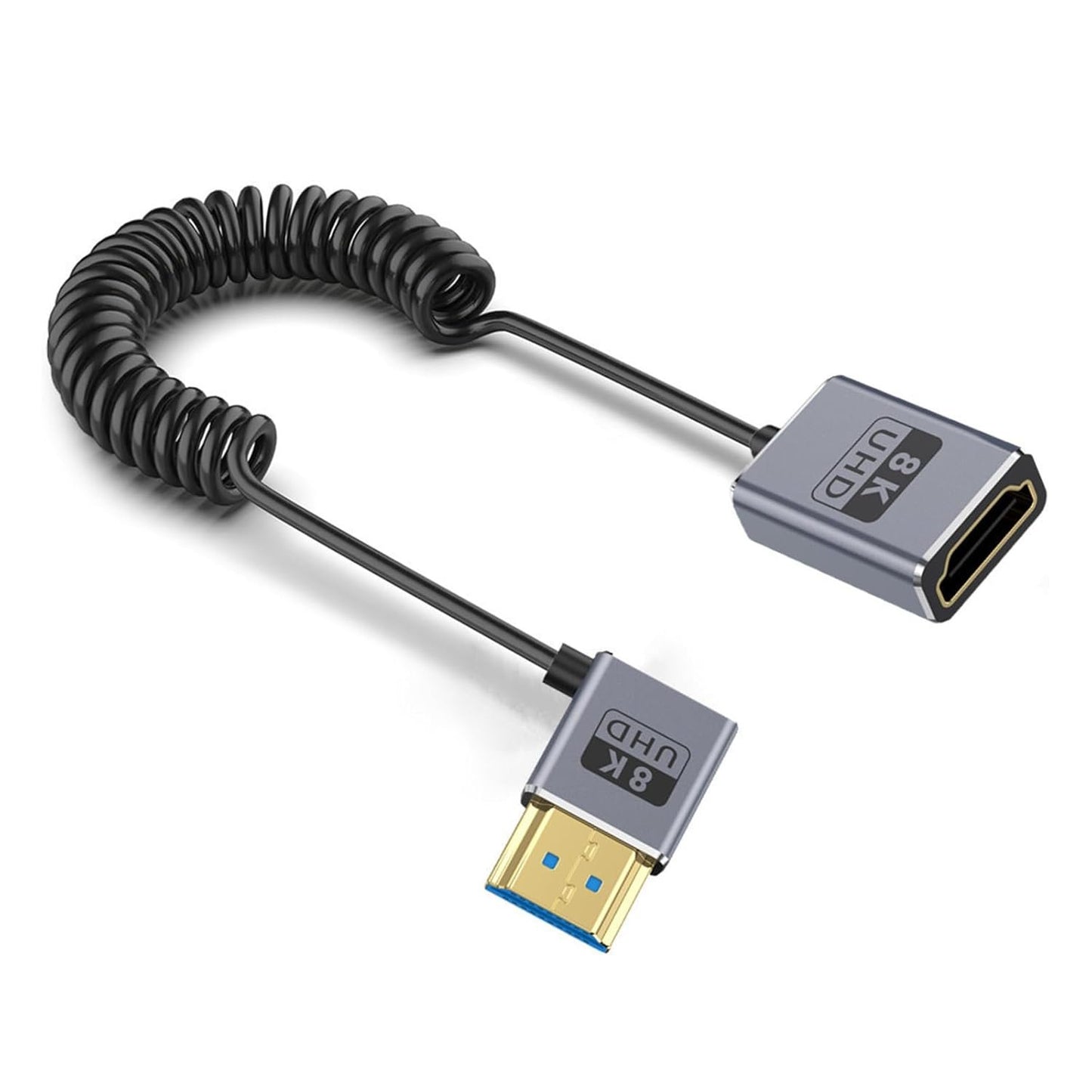 QMQJIA 8K Video Cord 2.1 Version Coiled Extension Cable 1080P 60Hz 48Gbps for 1080p Video Streaming Line Extension Line