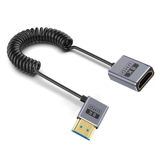 QMQJIA 8K Video Cord 2.1 Version Coiled Extension Cable 1080P 60Hz 48Gbps for 1080p Video Streaming Line Extension Line