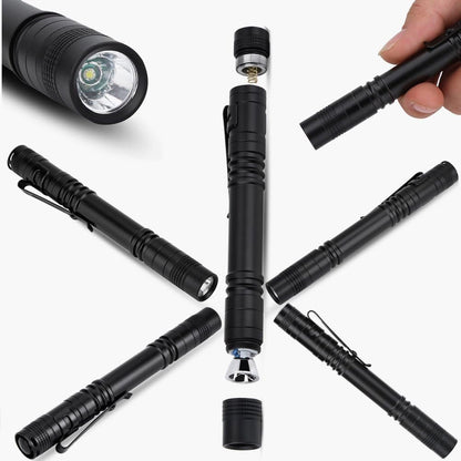 2pcs LED Pen Light Penlight, 500 Lumens Ultra Bright Mini Pocket Pen Light, Torch Flashlight with Clip for Medical Doctor Nurse Students Powered by 2 x AAA Battery